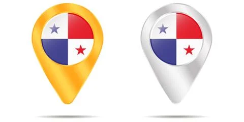 Map of pins with flag of Panama. On a white background Stock Illustration