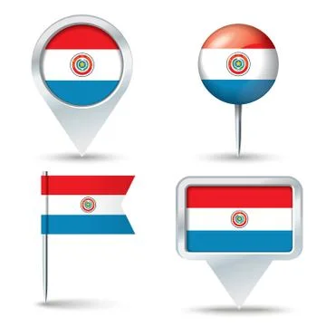 Map pins with flag of Paraguay イラスト素材