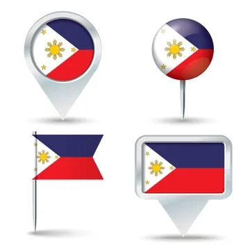 Map pins with flag of Philippines Stock Illustration