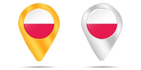 Map of pins with flag of Poland. On a white background Stock Illustration