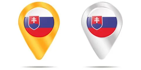 Map of pins with flag of Slovakia. On a white background Stock Illustration