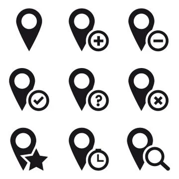 Map pins glyphs 스톡 일러스트