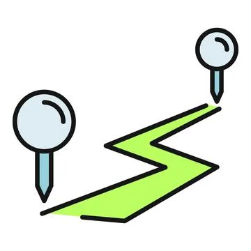 Map pins marking navigation route journey path Stockillustratie
