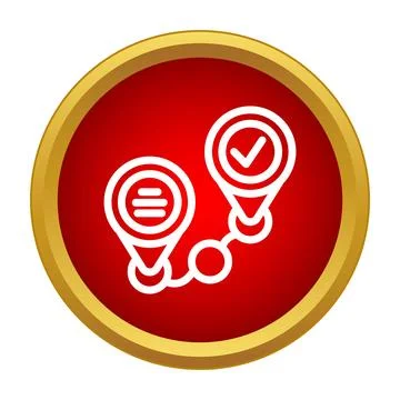 Map pins marking a route and destination Stock Illustration