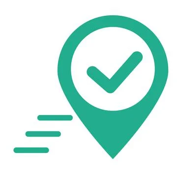 Map pins with modern check marks. Vectors. Stock Illustration