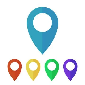 Map pins, pointers flat icons Illustrazione stock
