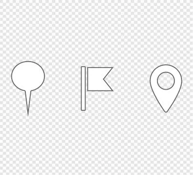 Map pins set vector set on a transparent background. Stock Illustration