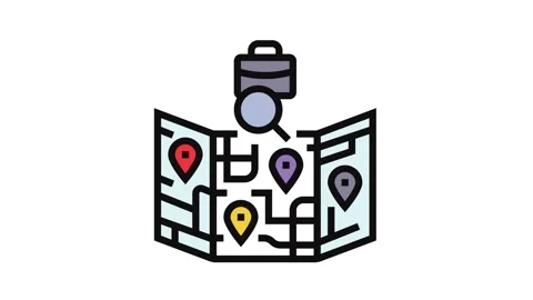 Map pins showing multiple workplaces Stock Footage 326113806