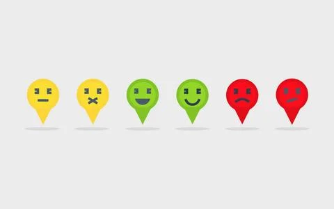 Map pins with smiles. Vector illustration. Colored map pins with smiles. V... Stock Photos