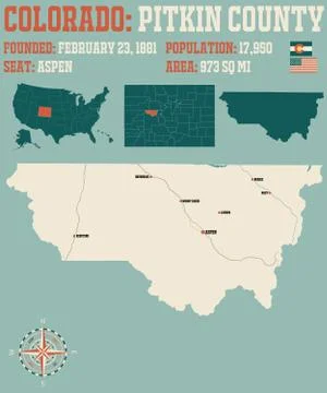Map of Pitkin County in Colorado Stock Illustration