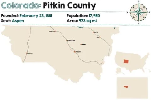 Map of Pitkin County in Colorado Stock Illustration