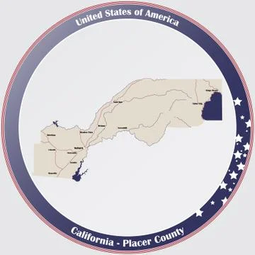 Map of Placer County in California Stock Illustration