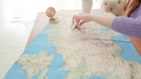 Map plane hand play travel dreams Vídeo Stock 74084028