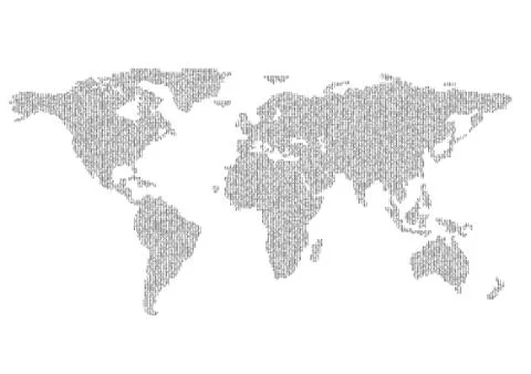 Map of planet earth consisting of binary code Stock Illustration