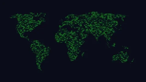 Map of planet earth with shining numbers, earth code, digital age, global i.. Stock Footage 296755081
