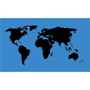 Map of Planet Earth showing continents, oceans, and seas Stock Illustration