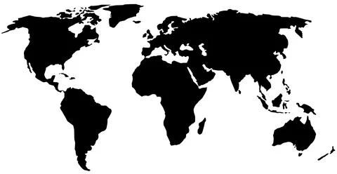 Map of Planet Earth showing continents, oceans, and seas Stock Illustration