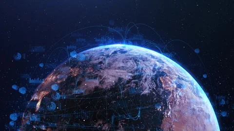 Map of the planet. Rays of energy. World map. Global social network. Future. 3D Stock Footage 333964300