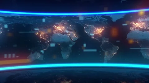 Map of the planet. World map. Global social network. Future. Blue futuristi.. Stock Footage 233150482
