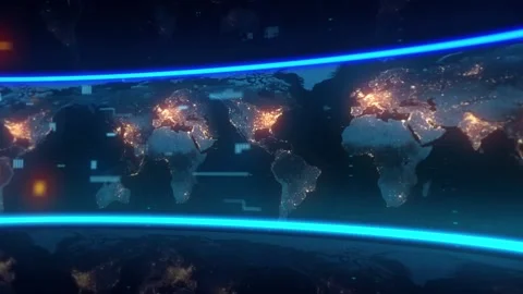 Map of the planet. World map. Global social network. Future. Blue futuristi.. Stock Footage 233150485