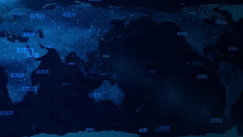 Map of the planet. World map. Global social network. Future. Seamless loop. Video stock 242430233