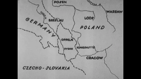 Map of plebiscite on town of Oppeln Stock Footage 109514629