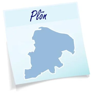 Map of ploen as sticky note Stock Illustration
