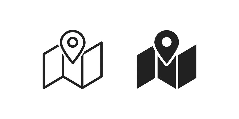 Map point icon. Road marker, travel pin. Gps search sign in vector flat style Stock Illustration