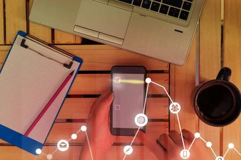 Map point, network connection, international meaning, cloud media network ... Stock Photos