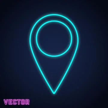 Map point pin location sign neon light design Stock Illustration