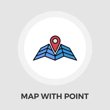 Map with point vector flat icon Stock Illustration