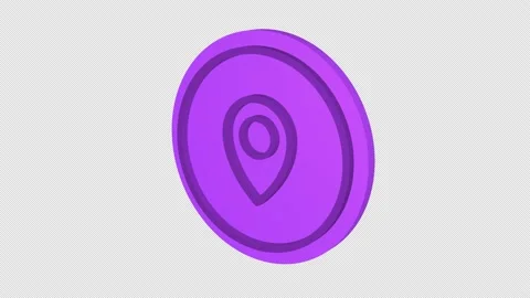 Map pointer 3d icon. Purple color. Alpha channel Stock Footage 142008838