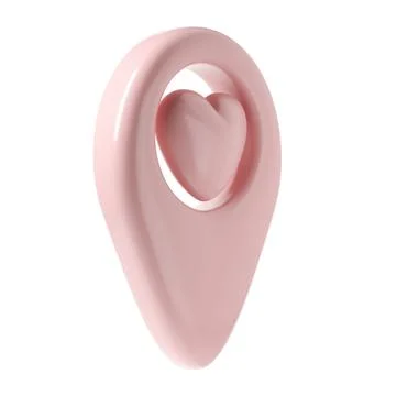 Map pointer 3d pin icon valentine. Pink geotag location point with heart Illustrazione stock