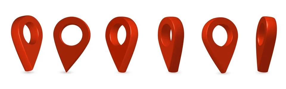 Map pointer 3d pin. Location symbols vector set isolated on white background Stock Illustration