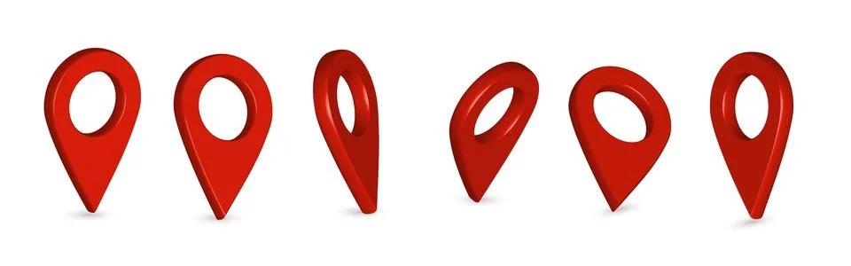 Map pointer 3d pin. Location symbols vector set isolated on white background Illustrazione stock