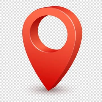 Map pointer 3d pin. Pointer red pin marker for travel place. Location symbol 스톡 일러스트