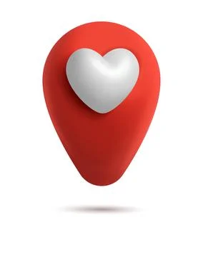 Map pointer 3d pin vector isometric icon valentine. Red geotag location point Illustrazione stock