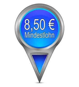 Map pointer with 8,50 Euro minimum wage - in german 스톡 사진