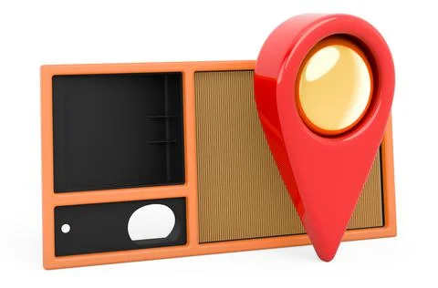 Map pointer with air filter, 3D rendering Illustrazione stock