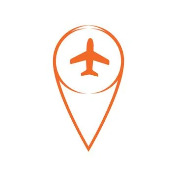 Map pointer with air plane icon.map pointer.vector illustration Illustrazione stock