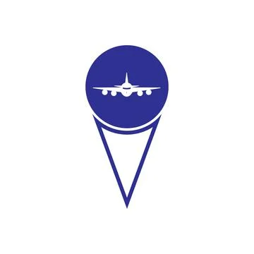 Map pointer with air plane icon.map pointer.vector illustration Stock Illustration