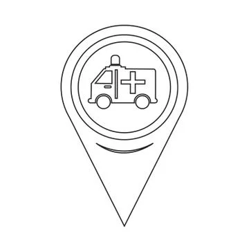 Map Pointer ambulance car icon Illustrazione stock