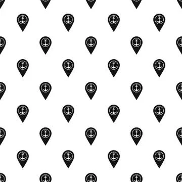 Map pointer with anchor and sea port pattern Illustrazione stock