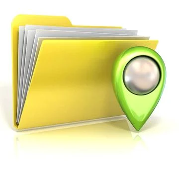 Map pointer and folder icon. 3D Map pointer and folder icon. 3D render ill... Stock Photos