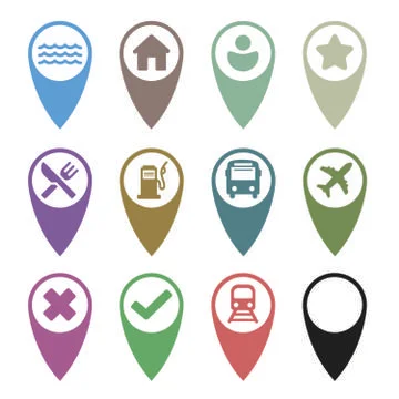Map Pointer And Location Icons Set Stock Illustration