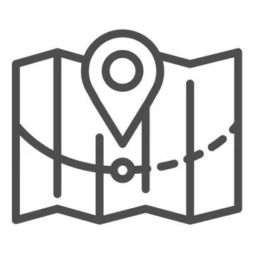 Map with pointer and route line icon, Shipping delivery service symbol, Package Illustrazione stock