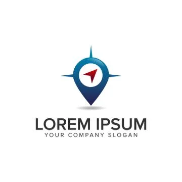 Map pointer with arrow gps compass logo design concept template. fully editab Stock Illustration