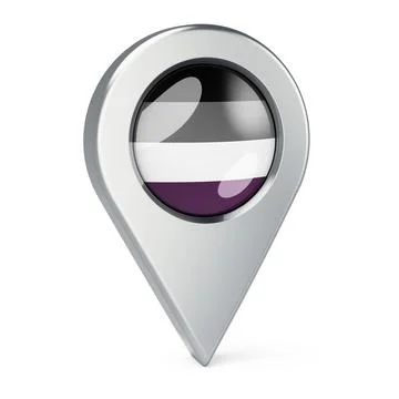 Map pointer with asexual flag, 3D rendering Stock Illustration