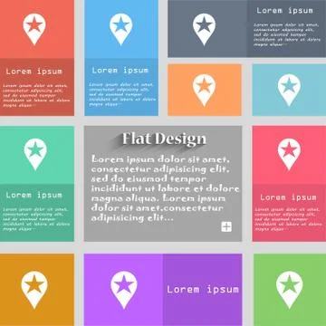 Map pointer award, GPS location icon sign. Set of multicolored buttons. Metro イラスト素材