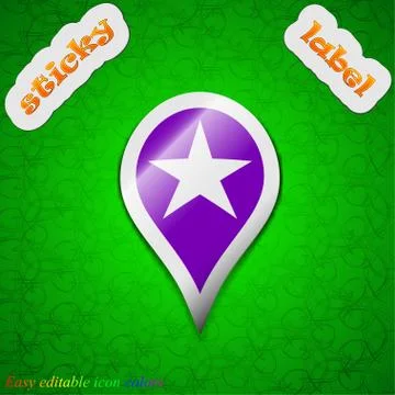 Map pointer award, GPS location  icon sign. Symbol chic colored sticky label  Stock Illustration